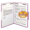 Top Tab Colored Fastener Folders, 2 Fasteners, Letter Size, Lavender Exterior, 50/box