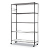 5-shelf Wire Shelving Kit With Casters And Shelf Liners, 36w X 18d X 72h, Black Anthracite 5-shelf Wire Shelving Kit With Casters And Shelf Liners, 36w X 18d X 72h, Black Anthracite