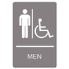 Ada Sign, Men Restroom Wheelchair Accessible Symbol, Molded Plastic, 6 X 9, Gray Ada Sign, Men Restroom Wheelchair Accessible Symbol, Molded Plastic, 6 X 9, Gray