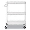 3-shelf Wire Cart With Liners, 24w X 16d X 39h, Silver, 500-lb Capacity 3-shelf Wire Cart With Liners, 24w X 16d X 39h, Silver, 500-lb Capacity