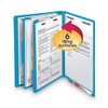 Colored End Tab Classification Folders With Dividers, 2 Dividers, Letter Size, Blue, 10/box