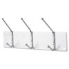 Metal Wall Rack, Three Ball-tipped Double-hooks, 18w X 3.75d X 7h, Satin Metal Metal Wall Rack, Three Ball-tipped Double-hooks, 18w X 3.75d X 7h, Satin Metal