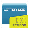 Colored File Folders, Straight Tabs, Letter Size, Blue/light Blue, 100/box
