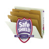 End Tab Pressboard Classification Folders With Safeshield Coated Fasteners, 3 Dividers, Legal Size, Gray-green, 10/box