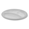 Meadoware Impact Plastic Dinnerware, 3-compartment Plate, 10.25" Dia, White, 500/carton