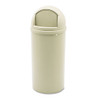 Marshal Classic Container, Round, Polyethylene, 25 Gal, Beige