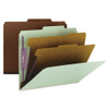 Pressboard Classification Folders With Safeshield Coated Fasteners, 2/5 Cut, 2 Dividers, Legal Size, Red, 10/box
