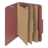 Pressboard Classification Folders With Safeshield Coated Fasteners, 2/5 Cut, 3 Dividers, Legal Size, Red, 10/box