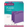 Colored File Folders, 1/3-cut Tabs: Assorted, Letter Size, 0.75" Expansion, Purple, 100/box
