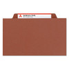 Pressboard Classification Folders With Safeshield Coated Fasteners, 2/5 Cut, 1 Divider, Legal Size, Red, 10/box