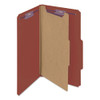 Pressboard Classification Folders With Safeshield Coated Fasteners, 2/5 Cut, 1 Divider, Legal Size, Red, 10/box