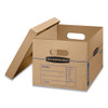 Smoothmove Classic Moving/storage Boxes, Small, Half Slotted Container (hsc), 15" X 12" X 10", Brown Kraft/blue, 20/carton