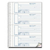 Spiralbound Unnumbered Money Receipt Book, Three-part Carbonless, 7 X 2.75, 4/page, 120 Forms