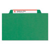 Four-section Pressboard Top Tab Classification Folders With Safeshield Fasteners, 1 Divider, Letter Size, Green, 10/box