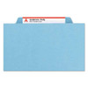 Eight-section Pressboard Top Tab Classification Folders With Safeshield Fasteners, 3 Dividers, Legal Size, Blue, 10/box