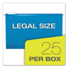 Colored Reinforced Hanging Folders, Legal Size, 1/5-cut Tab, Blue, 25/box Colored Reinforced Hanging Folders, Legal Size, 1/5-cut Tab, Blue, 25/box