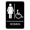 Ada Sign, Women/wheelchair Accessible Tactile Symbol, Plastic, 6 X 9, Black/white Ada Sign, Women/wheelchair Accessible Tactile Symbol, Plastic, 6 X 9, Black/white
