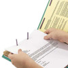 End Tab Colored Pressboard Classification Folders With Safeshield Coated Fasteners, 2 Dividers, Legal Size, Green, 10/box