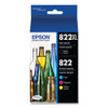 T822XL-BCS | Epson® T822XL | Original Epson® DURABrite Ultra® High-Yield Ink Cartridge - Black,Cyan, Magenta, Yellow