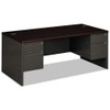 38000 Series Double Pedestal Desk, 72" X 36" X 29.5", Mahogany/charcoal 38000 Series Double Pedestal Desk, 72" X 36" X 29.5", Mahogany/charcoal