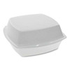 Foam Hinged Lid Container, Single Tab Lock, 6.38 X 6.38 X 3, White, 500/carton Foam Hinged Lid Container, Single Tab Lock, 6.38 X 6.38 X 3, White, 500/carton