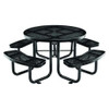Perforated Steel Picnic Table, Round, 46" Dia X 29.5"h, Black Top, Black Base/legs Perforated Steel Picnic Table, Round, 46" Dia X 29.5"h, Black Top, Black Base/legs