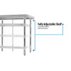 Stainless Steel 5" Riser Top Tables, 60w X 30d X 39.75h, Silver, 2/pallet
