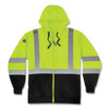 Glowear 8372 Zipup Hivis Class 3 Zip Hooded Sweatshirt With Black Bottom, Polar Fleece, Lime, X-large Glowear 8372 Zipup Hivis Class 3 Zip Hooded Sweatshirt With Black Bottom, Polar Fleece, Lime, X-large