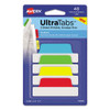 Ultra Tabs Repositionable Wide Tabs, 1/3-cut Tabs, Assorted Primary Colors, 3" Wide, 24/pack