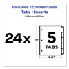 Insertable Big Tab Dividers, 5-tab, Letter, 24 Sets Insertable Big Tab Dividers, 5-tab, Letter, 24 Sets