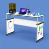 Height-adjustable Trapezoid Student Desk With Drawer, 60.25 X 21 X 32 To 38, White Height-adjustable Trapezoid Student Desk With Drawer, 60.25 X 21 X 32 To 38, White