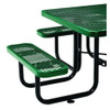 Expanded Steel Picnic Table, Square, 81 X 81 X 29.5, Green Top, Green Base/legs