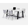 Midtown Dining Table With Four Light Gray Kool Series Chairs, 36 X 72 X 30, Designer White Midtown Dining Table With Four Light Gray Kool Series Chairs, 36 X 72 X 30, Designer White