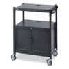 Steel Adjustable Av Cart With Cabinet, Metal, 3 Shelf, 6 Ac Outlets, 40 Lb Capacity, 26.75 X 20.5 X 42, Black Steel Adjustable Av Cart With Cabinet, Metal, 3 Shelf, 6 Ac Outlets, 40 Lb Capacity, 26.75 X 20.5 X 42, Black