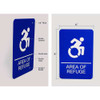 Ada Sign, Area Of Refuge, 6 X 9, Blue Face, White Graphics Ada Sign, Area Of Refuge, 6 X 9, Blue Face, White Graphics