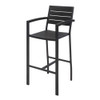 Eveleen Outdoor Bistro Patio Table With Two Black Powder-coated Polymer Barstools, 30" Square, Black Eveleen Outdoor Bistro Patio Table With Two Black Powder-coated Polymer Barstools, 30" Square, Black