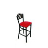 Eagle Series Barstool, Supports Up To 300 Lb, 28.5" Seat Height, Red Seat, Dark Walnut Back, Black Base