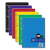 Spiral Notebooks, 3-subject, Medium/college Rule, Randomly Assorted Cover Color, (120) 10.5 X 8 Sheets