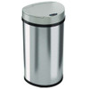Sensor Trash Can, Half-round Cylinder, 13 Gal, Plastic/stainless Steel, Silver