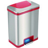 Step Pedal-sensor Trash Can, 13 Gal, Plastic/stainless Steel, Silver/red Step Pedal-sensor Trash Can, 13 Gal, Plastic/stainless Steel, Silver/red