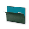 Interior File Folders, 1/3-cut Tabs: Assorted, Letter Size, 0.75" Expansion, Teal, 100/box