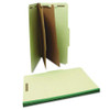 Six--section Pressboard Classification Folders, 2 Dividers, Legal Size, Green, 10/box