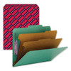 Six-section Pressboard Top Tab Classification Folders With Safeshield Fasteners, 2 Dividers, Letter Size, Green, 10/box Six-section Pressboard Top Tab Classification Folders With Safeshield Fasteners, 2 Dividers, Letter Size, Green, 10/box