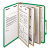 Eight-section Pressboard Top Tab Classification Folders With Safeshield Fasteners, 3 Dividers, Letter Size, Green, 10/box