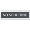 Century Series Office Sign, No Soliciting, 9 X 3, Black/silver Century Series Office Sign, No Soliciting, 9 X 3, Black/silver