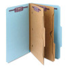 6-section Pressboard Top Tab Pocket-style Classification Folders With Safeshield Fasteners, 2 Dividers, Legal, Blue, 10/bx
