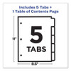 Customizable Table Of Contents Ready Index Dividers With Multicolor Tabs, 5-tab, 1 To 5, 11 X 8.5, Translucent, 1 Set Customizable Table Of Contents Ready Index Dividers With Multicolor Tabs, 5-tab, 1 To 5, 11 X 8.5, Translucent, 1 Set
