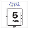 Customizable Print-on Dividers, 5-tab, Letter Customizable Print-on Dividers, 5-tab, Letter