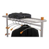 Garment Racks, Two-sided, 2-shelf Coat Rack, 6 Hanger/6 Hook, 44.8w X 21.67d X 70.8h, Silver Steel/wood Garment Racks, Two-sided, 2-shelf Coat Rack, 6 Hanger/6 Hook, 44.8w X 21.67d X 70.8h, Silver Steel/wood