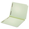Dual-tab Pressboard Fastener Folder, 2 Fasteners, Letter Size, Light Green Exterior, 25/box